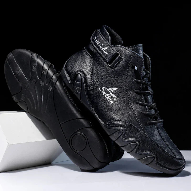 Scarpe da Uomo High Top con Suola Ondulata e Dettagli Cuciti