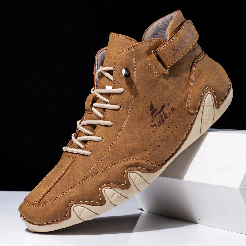 Scarpe da Uomo High Top con Suola Ondulata e Dettagli Cuciti