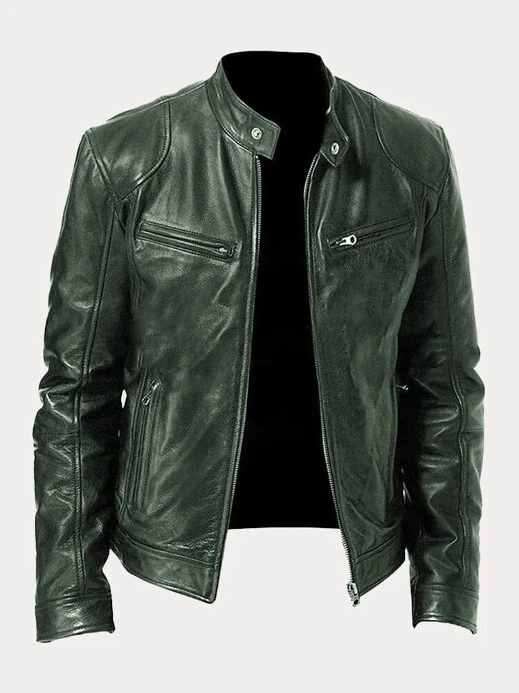 Giacca in Pelle Premium Uomo con Fodera Isolante e Polsini Regolabili I Ideale per Autunno/Inverno