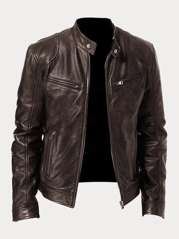 Giacca in Pelle Premium Uomo con Fodera Isolante e Polsini Regolabili I Ideale per Autunno/Inverno