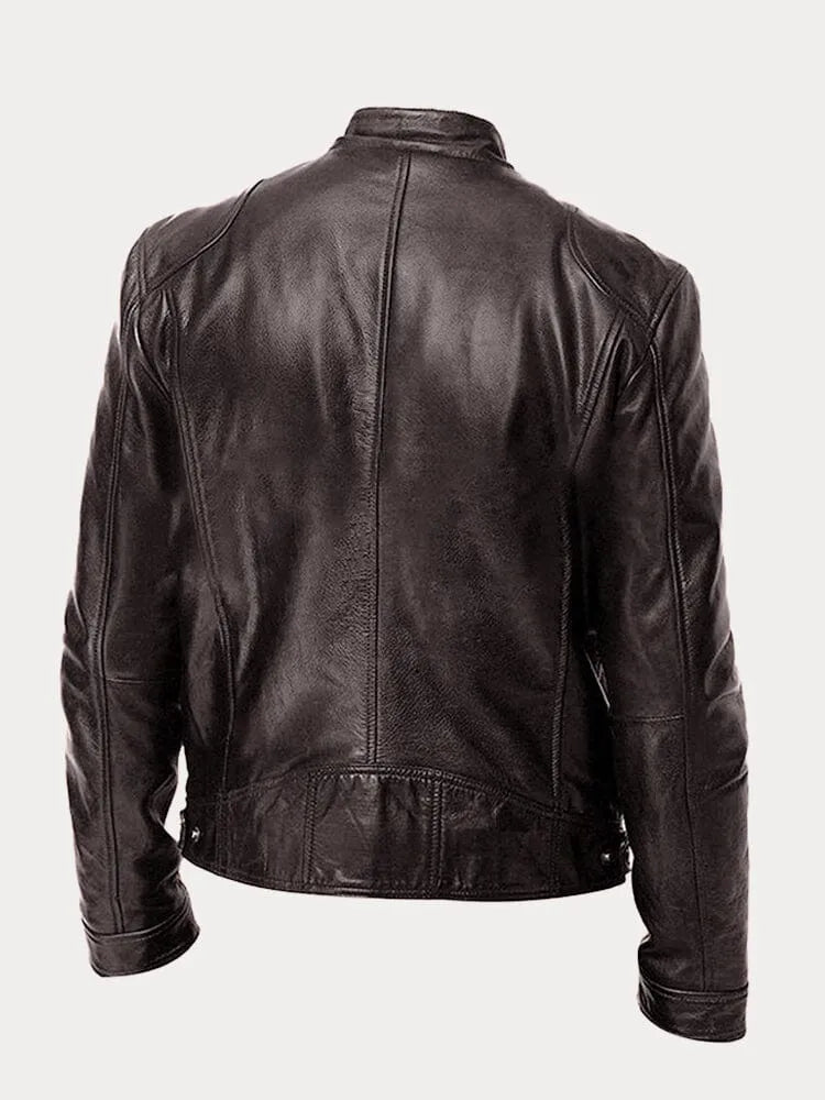 Giacca in Pelle Premium Uomo con Fodera Isolante e Polsini Regolabili I Ideale per Autunno/Inverno