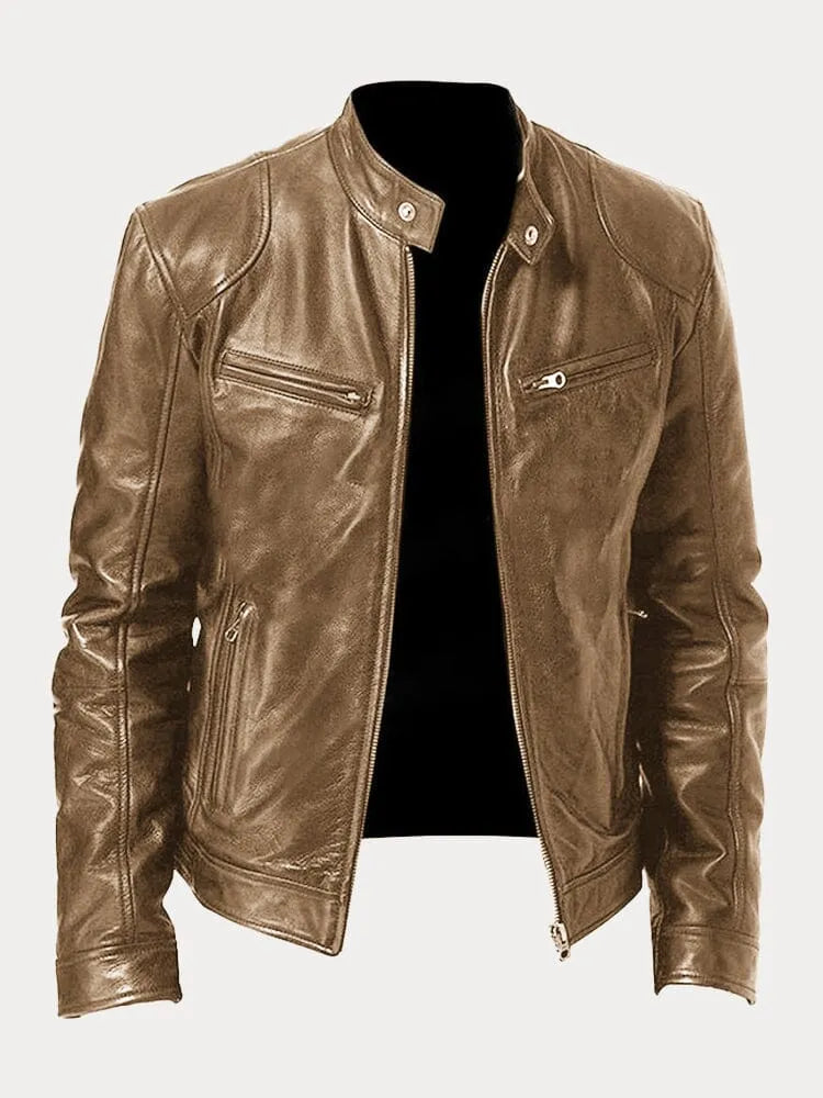 Giacca in Pelle Premium Uomo con Fodera Isolante e Polsini Regolabili I Ideale per Autunno/Inverno