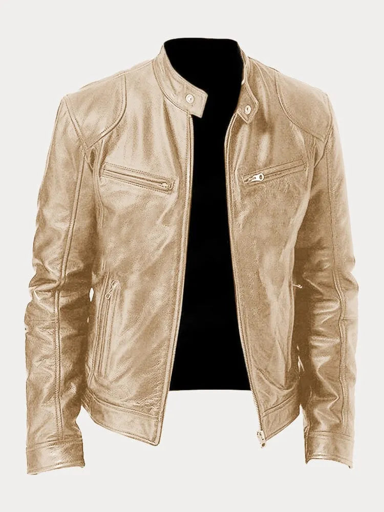 Giacca in Pelle Premium Uomo con Fodera Isolante e Polsini Regolabili I Ideale per Autunno/Inverno