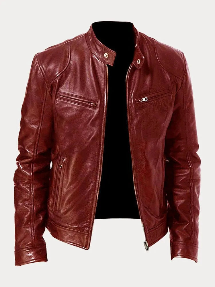 Giacca in Pelle Premium Uomo con Fodera Isolante e Polsini Regolabili I Ideale per Autunno/Inverno