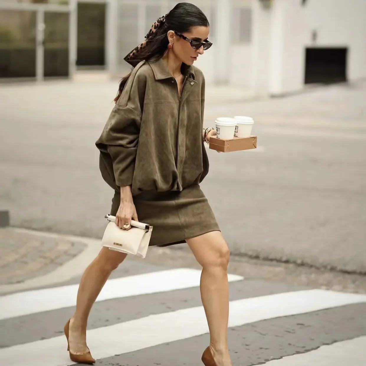 Giacca Oversize da Donna con Effetto Suede
