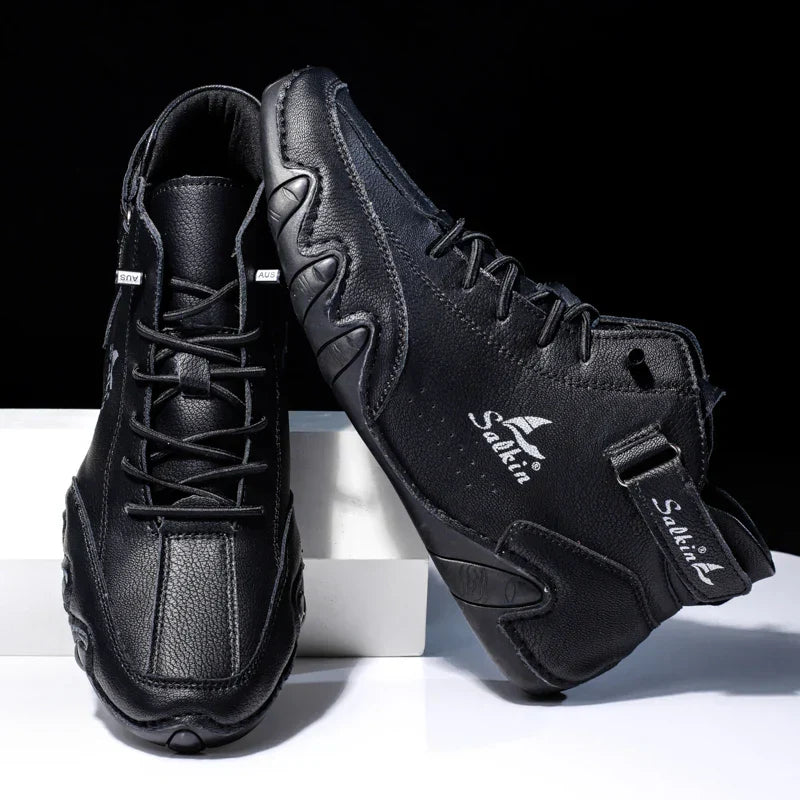 Scarpe da Uomo High Top con Suola Ondulata e Dettagli Cuciti