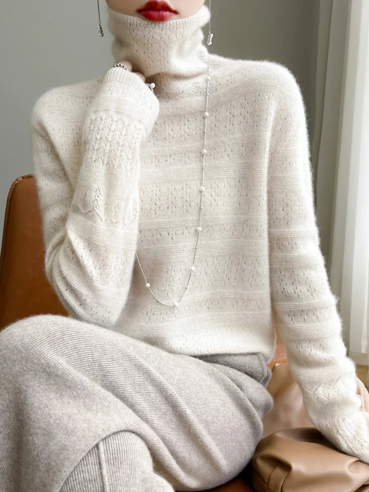 Maglione Dolcevita da Donna con Motivo Sottile