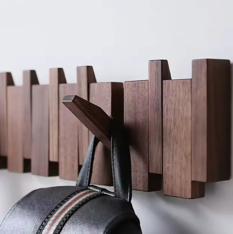 Appendiabiti da parete in legno | Noce o Faggio | Elegante e Robusto per Giacche | Borse e Cappelli