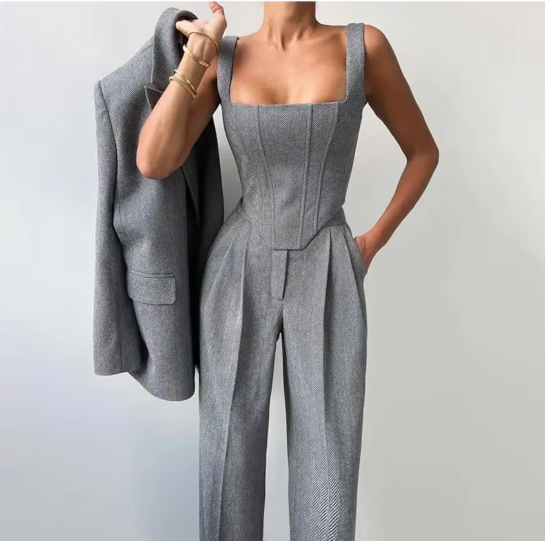Completo Tre Pezzi Elegante Herringbone