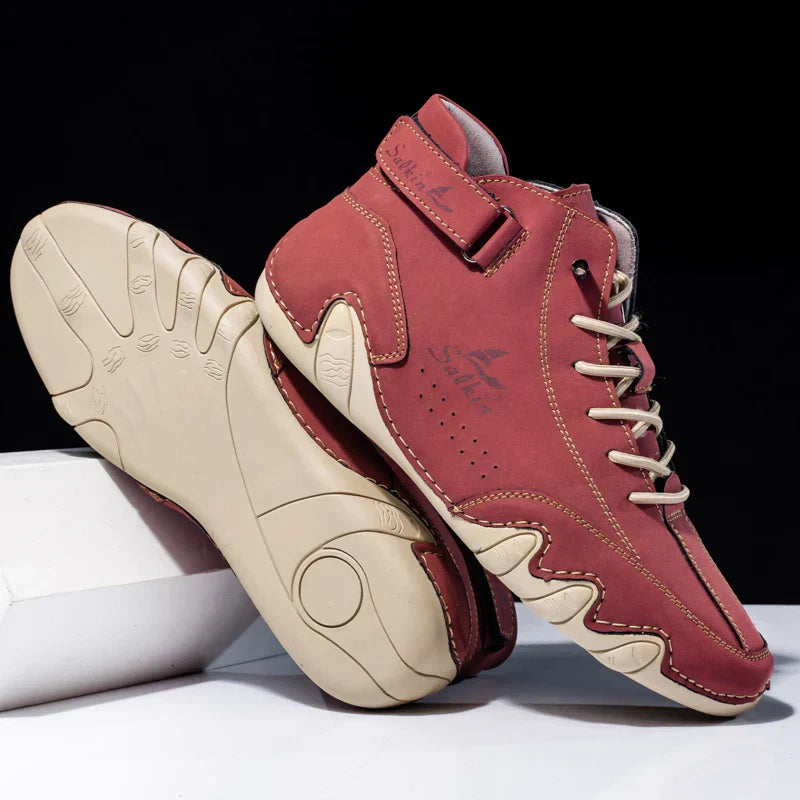 Scarpe da Uomo High Top con Suola Ondulata e Dettagli Cuciti