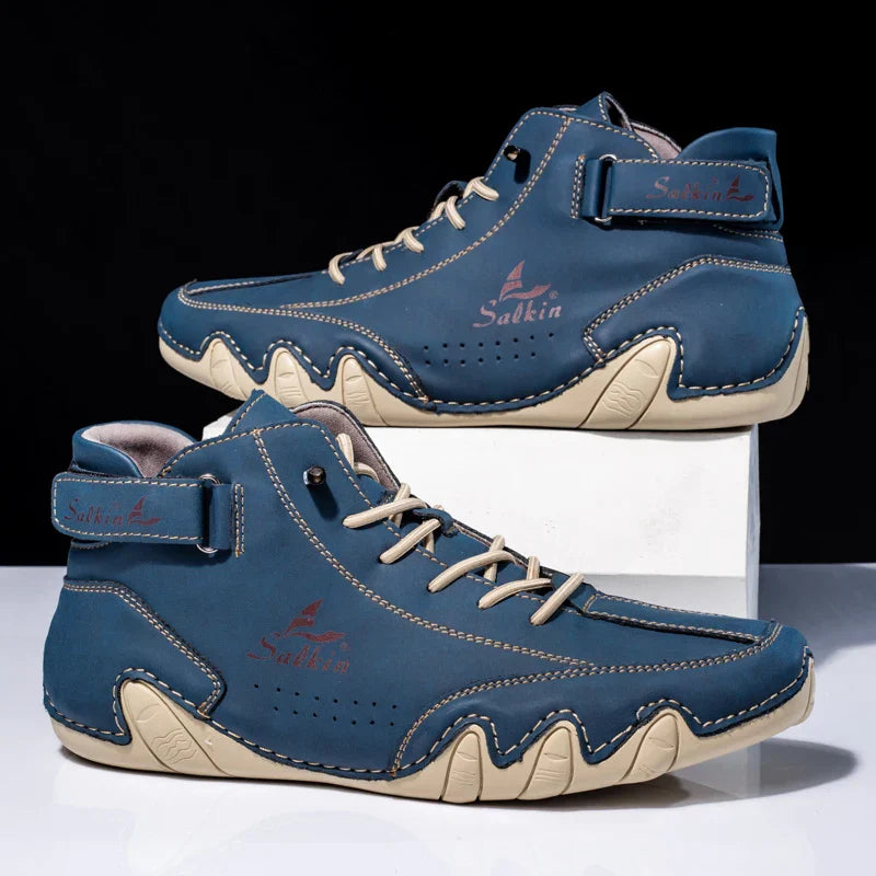 Scarpe da Uomo High Top con Suola Ondulata e Dettagli Cuciti