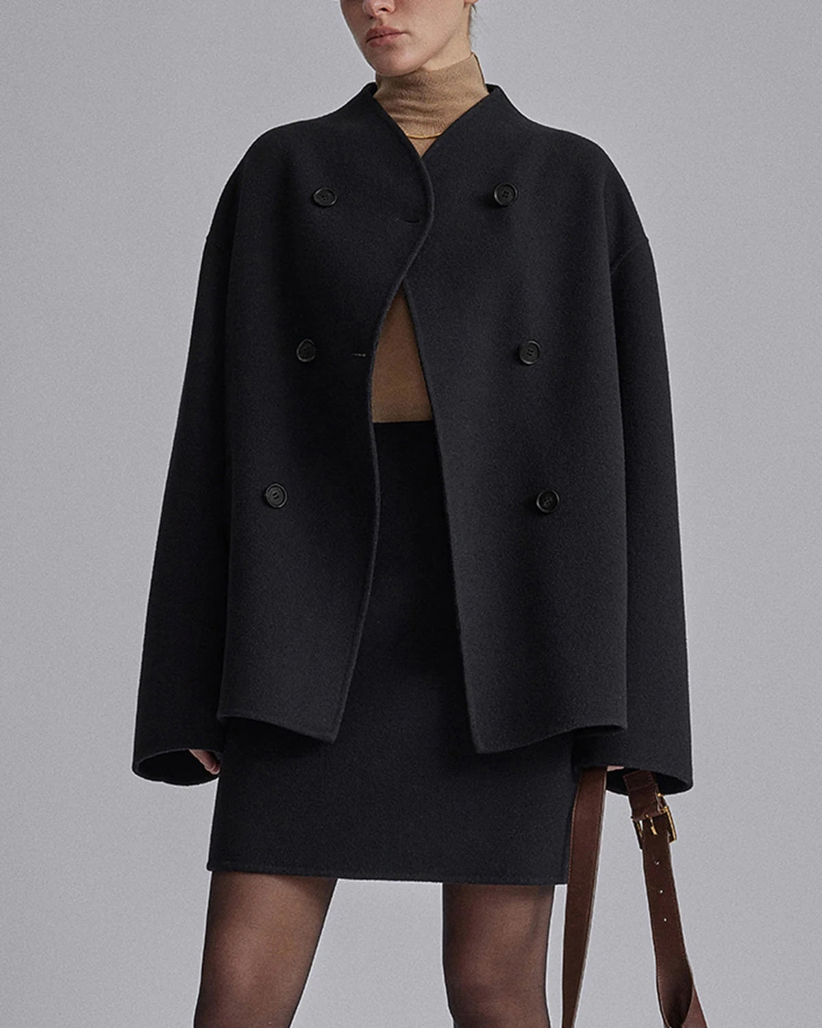Cappotto Autunnale da Donna Oversize Lungo con Bottoni
