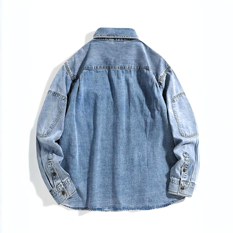 Camicia in Denim da Uomo Bottoni Due Tasche