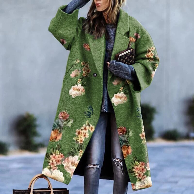 Elegante Cappotto Lungo a Quadri per Donna