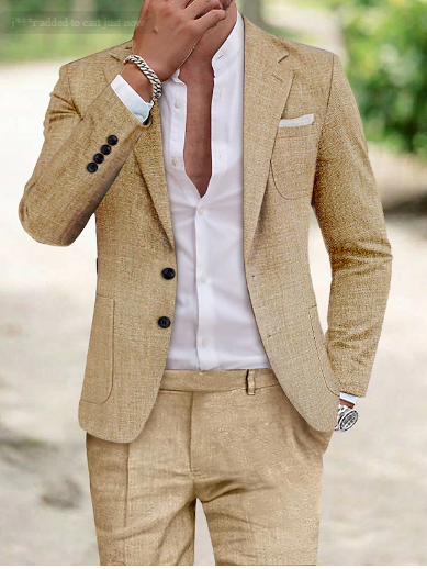 Completo da uomo in misto lino con giacca monopetto | Ideale per primavera ed estate