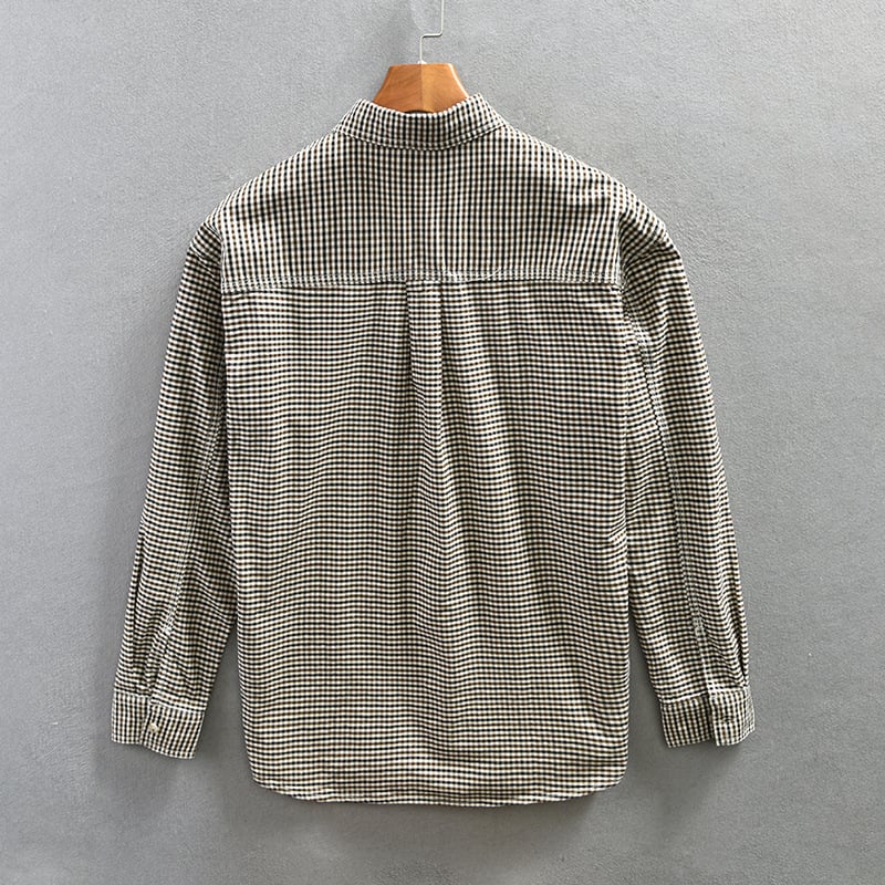 Camisa primaveral de hombre a cuadros estilo japonés