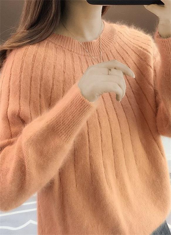 Maglione Invernale da Donna in Maglia a Tinta Unita