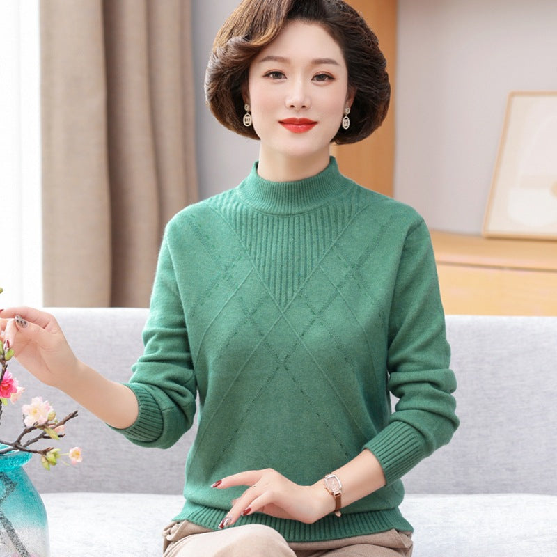 Maglione da Donna Pullover in Maglia Spessa con Collo Alto