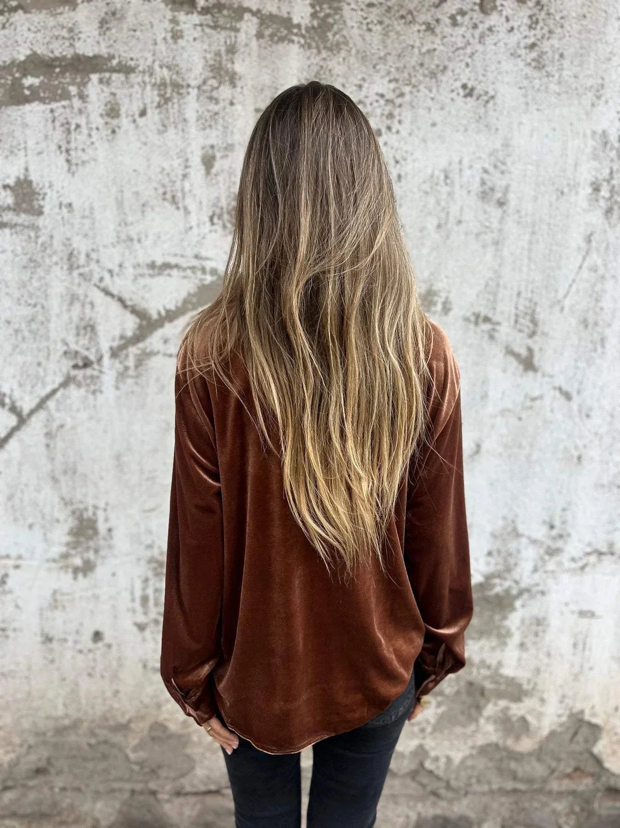 Camicia Donna Autunnale in Velluto Colletto Classico Chiusura con Bottoni