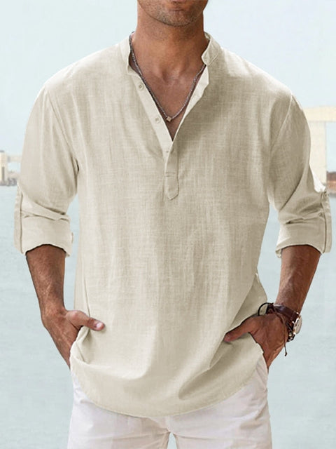 Camicia da Uomo Leggera in Lino a Maniche Lunghe I Ideale per l’Estate