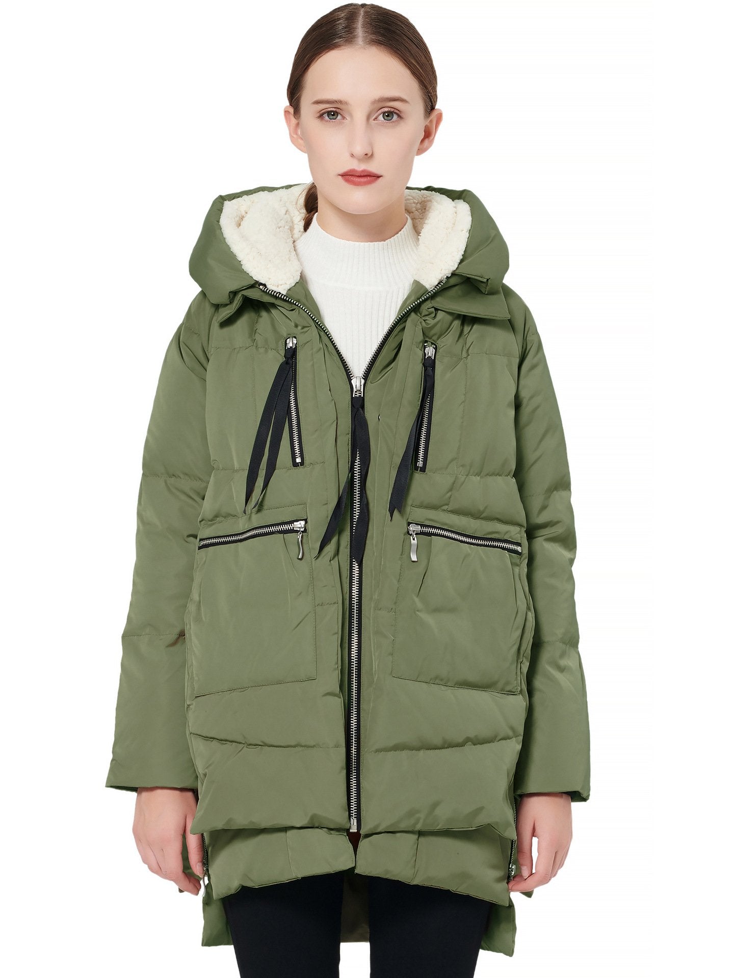 Chaqueta de Invierno para Mujer con Capucha, Cierre de Cremallera y Bolsillos