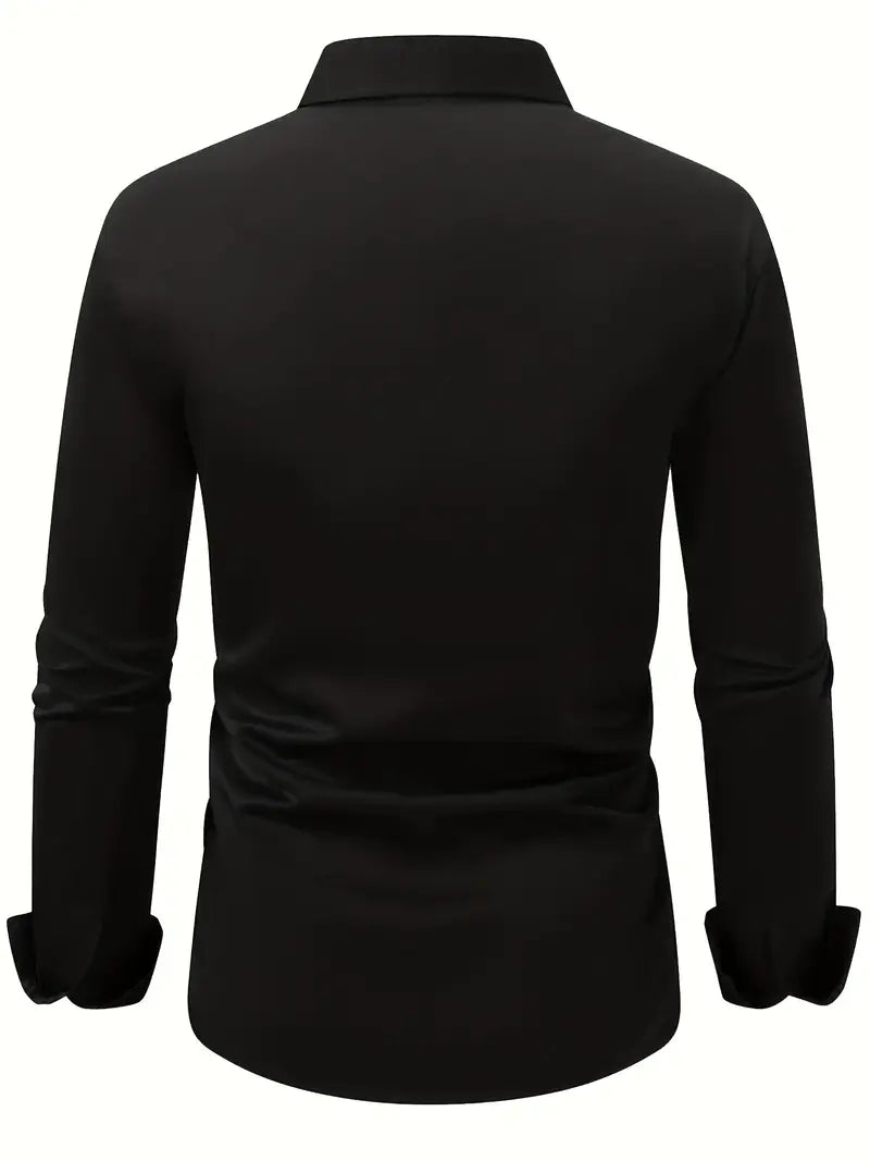 Camicia da Uomo a Manica Lunga Slim Fit in Tessuto Traspirante