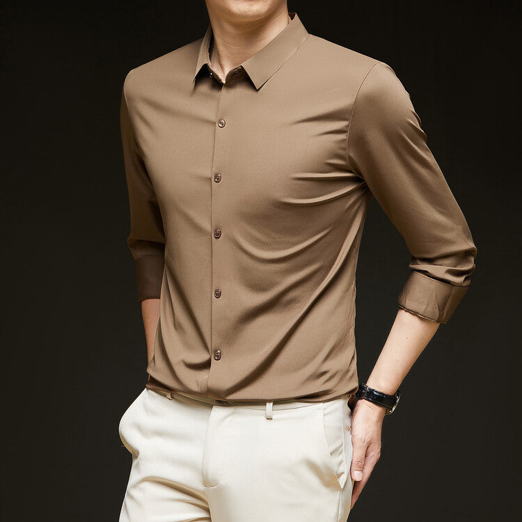 Camicia da Uomo Slim Fit a Maniche Lunghe con Bottoni Ideale per l'Autunno