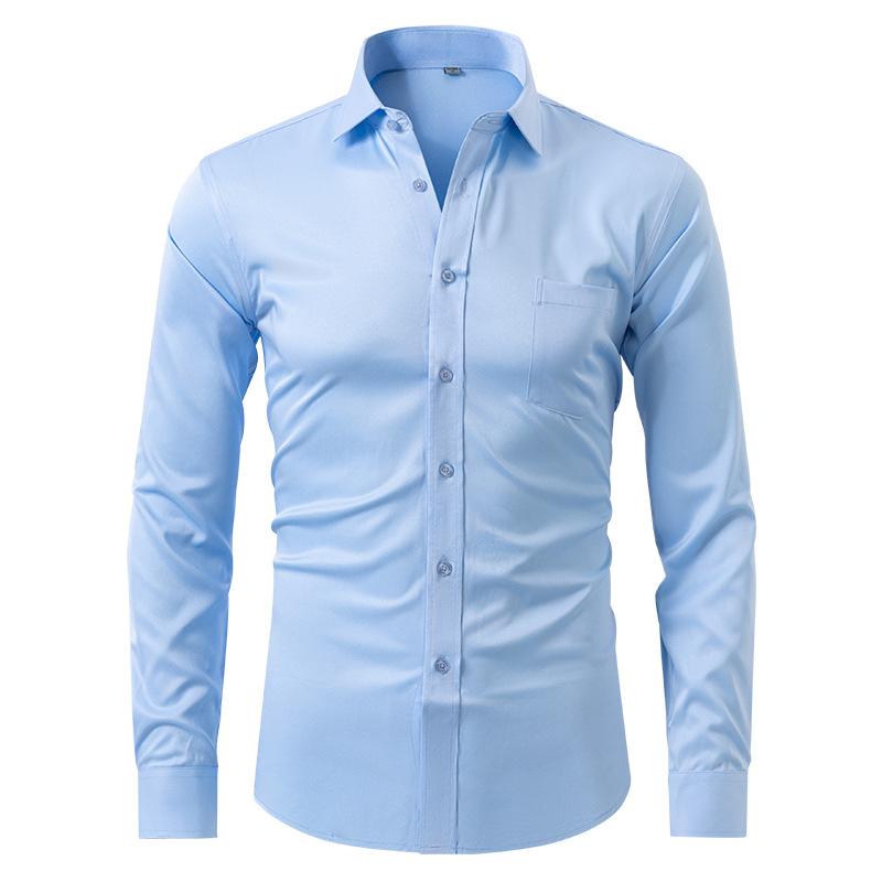Camicia da Uomo in Tessuto Elasticizzato Traspirante e Antipiega