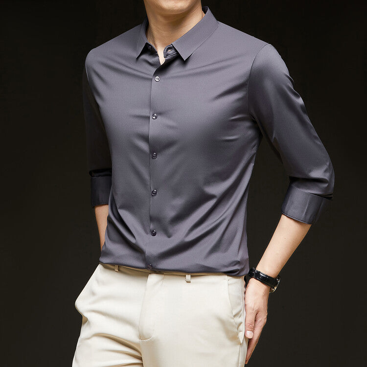 Camicia da Uomo Slim Fit a Maniche Lunghe con Bottoni Ideale per l'Autunno