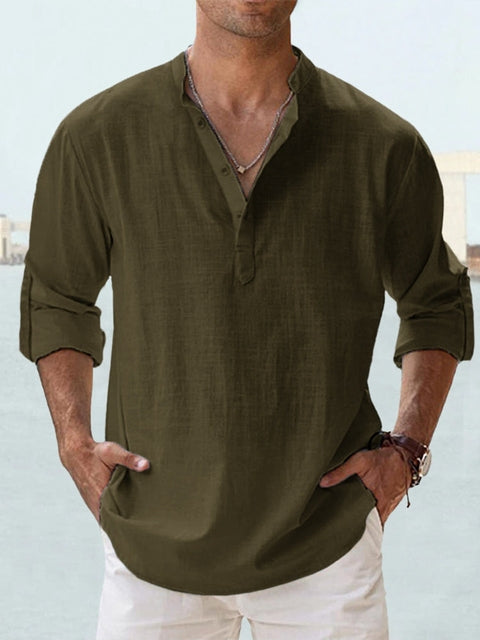 Camicia da Uomo Leggera in Lino a Maniche Lunghe I Ideale per l’Estate