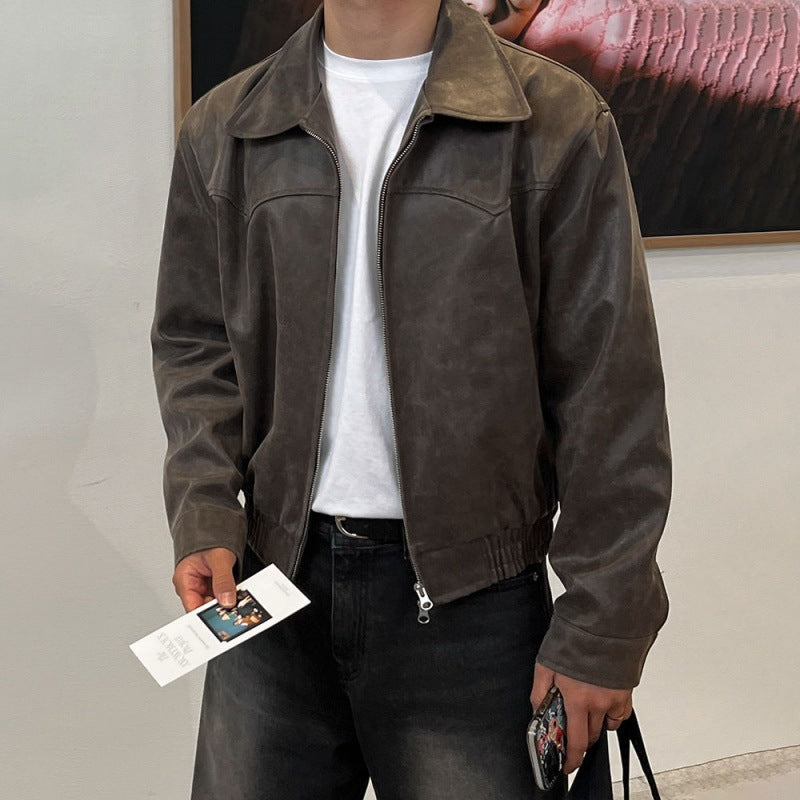 Men's Short Jacket Loose Fit Long Sleeve Retro Style