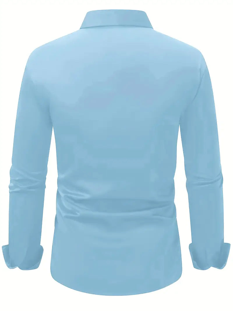 Camicia da Uomo a Manica Lunga Slim Fit in Tessuto Traspirante