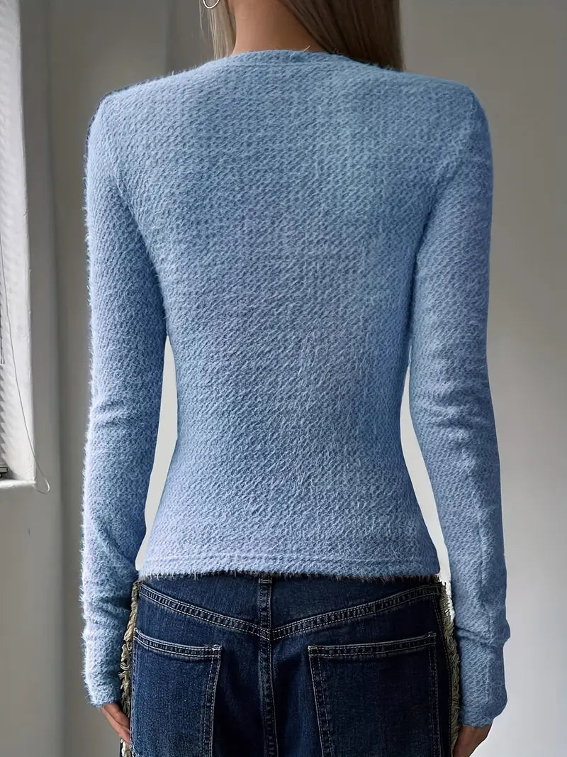 Maglione da Donna Girocollo in Maglia con Design Minimalista