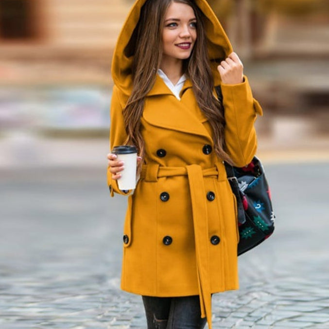 Cappotto Donna Autunnale con Colletto a Risvolto e Taglio Slim