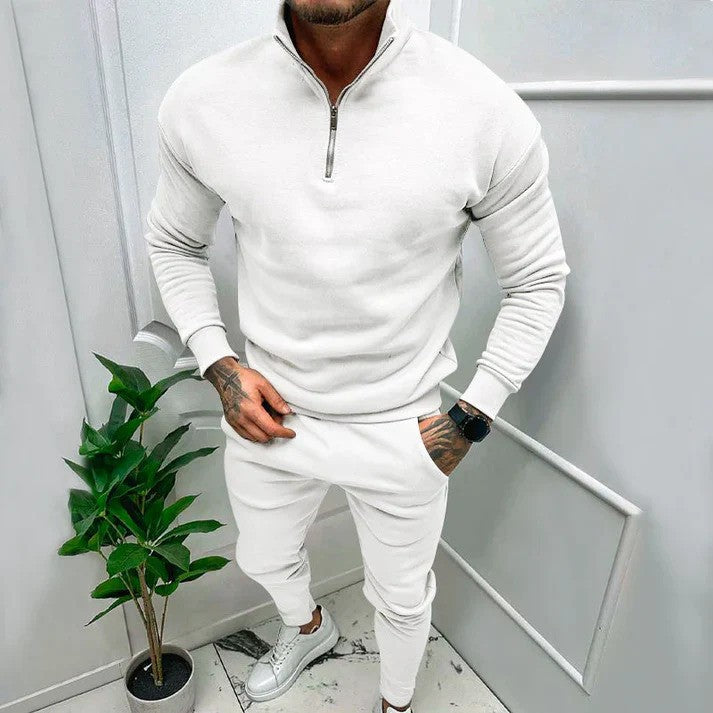 Set felpa con zip e pantaloni sportivi ideale per la primavera