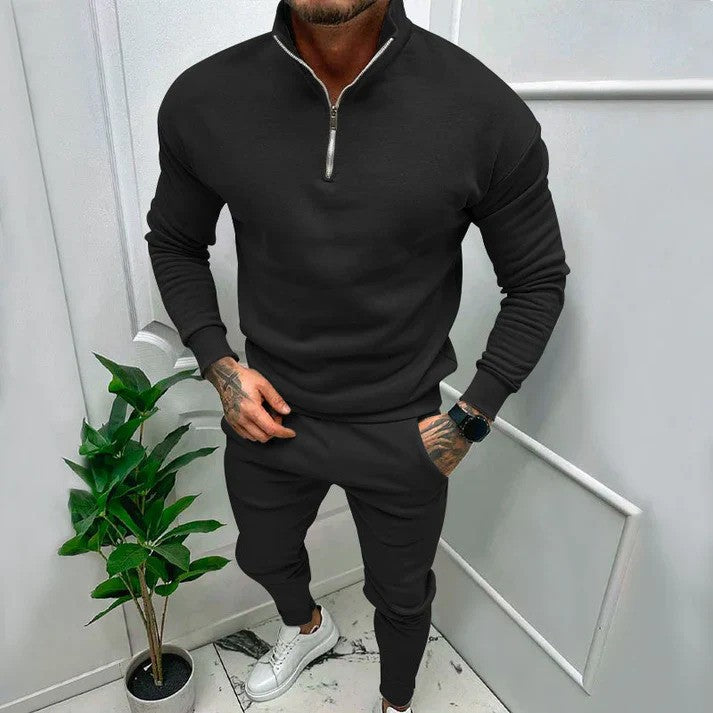 Set felpa con zip e pantaloni sportivi ideale per la primavera