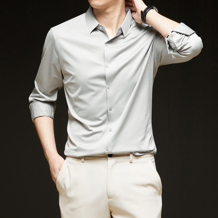 Camicia da Uomo Slim Fit a Maniche Lunghe con Bottoni Ideale per l'Autunno