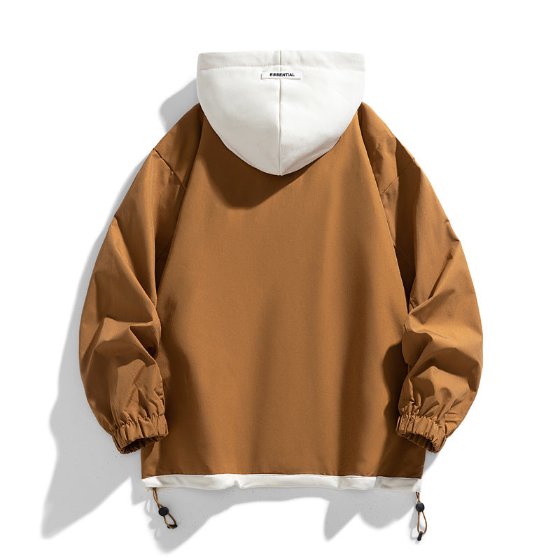 Men's Winter Baseball Style Jacket with Color Block Design