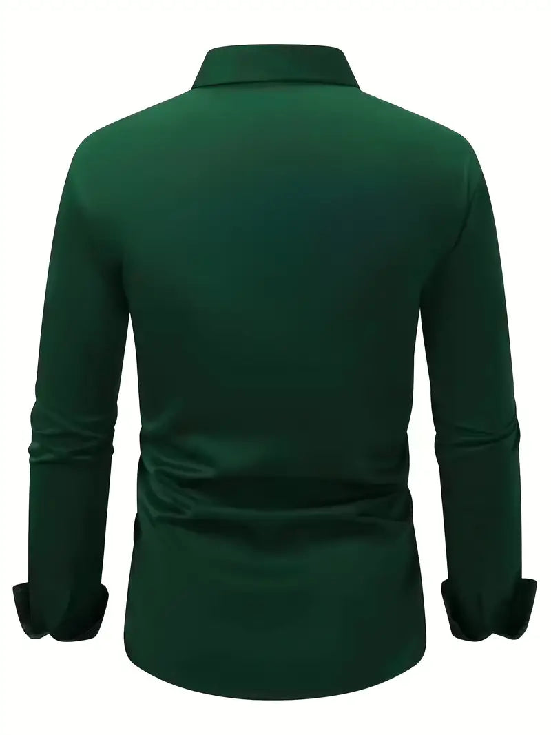 Camicia da Uomo a Manica Lunga Slim Fit in Tessuto Traspirante