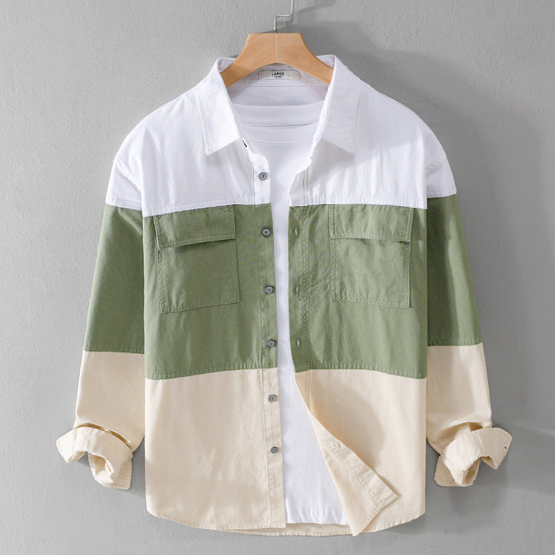 Camicia Cardigan con Cuciture a Maniche Lunghe in Cotone Ideale per la Primavera e l'Autunno
