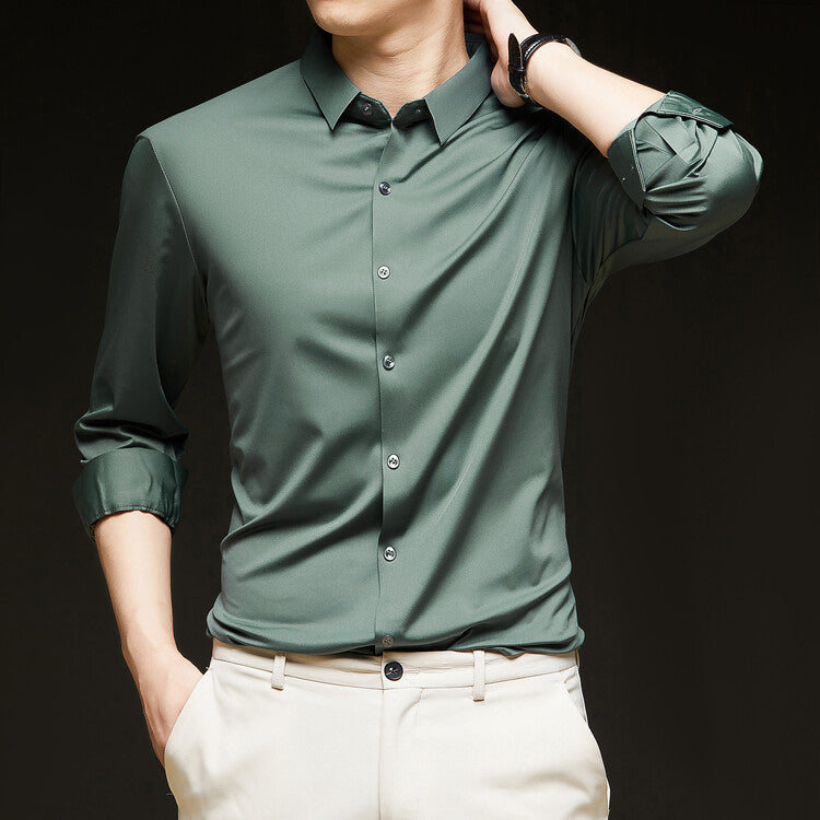 Camicia da Uomo Slim Fit a Maniche Lunghe con Bottoni Ideale per l'Autunno