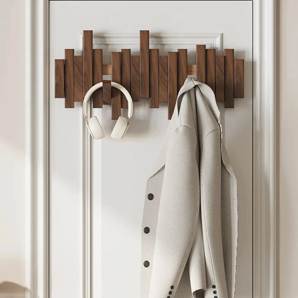 Appendiabiti da parete in legno | Noce o Faggio | Elegante e Robusto per Giacche | Borse e Cappelli