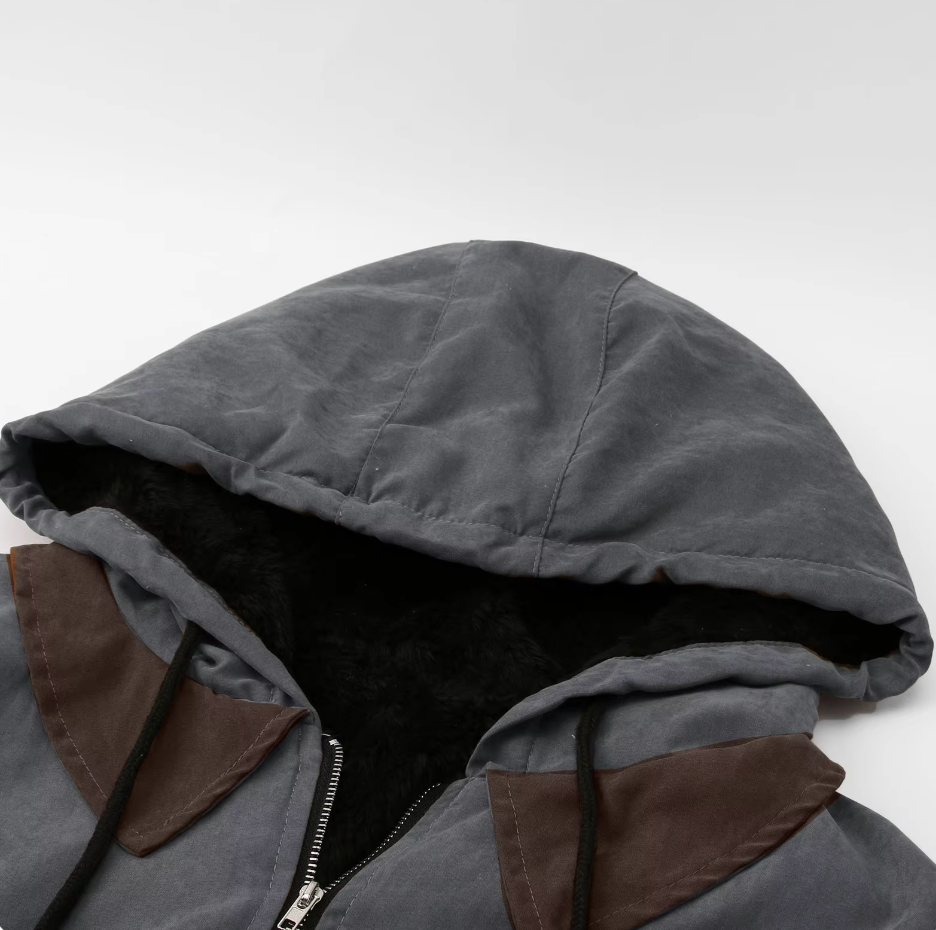 Giacca classica vintage con fodera morbida, cappuccio regolabile e tasche multiple – Ideale per la stagione autunnale