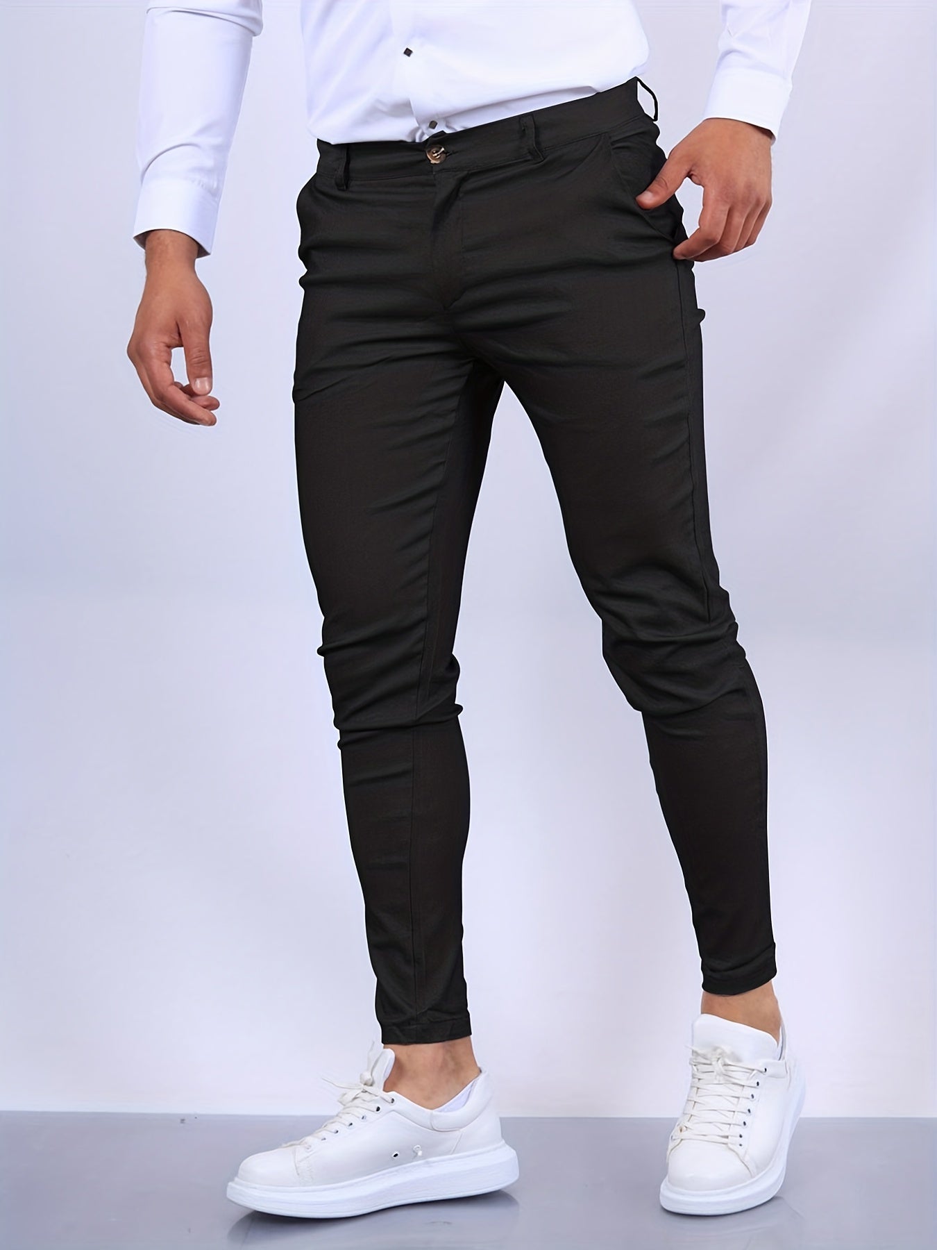 Pantaloni Chino Skinny Fit Uomo Con Gamba Tapered E Chiusura A Zip