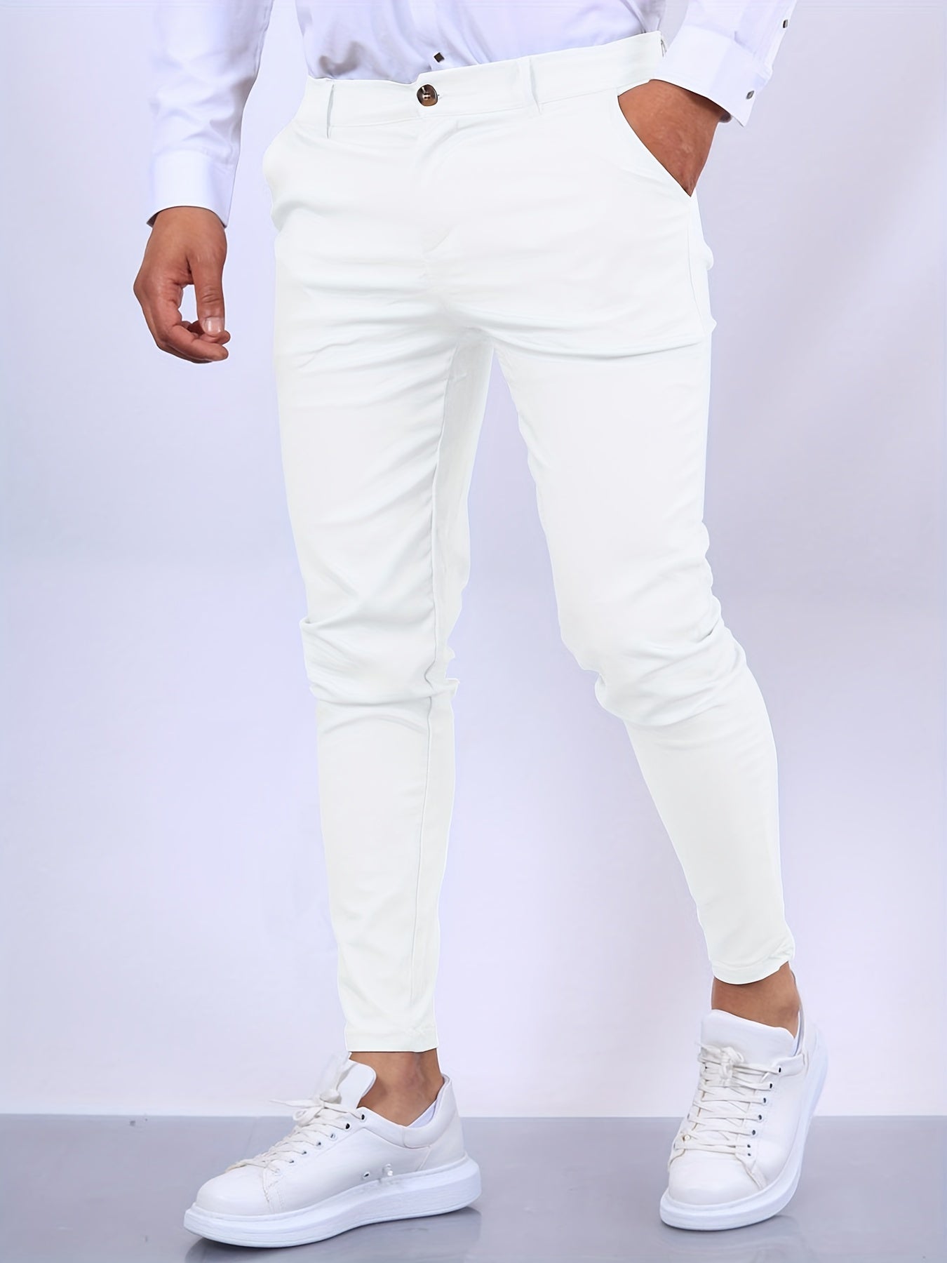 Pantaloni Chino Skinny Fit Uomo Con Gamba Tapered E Chiusura A Zip