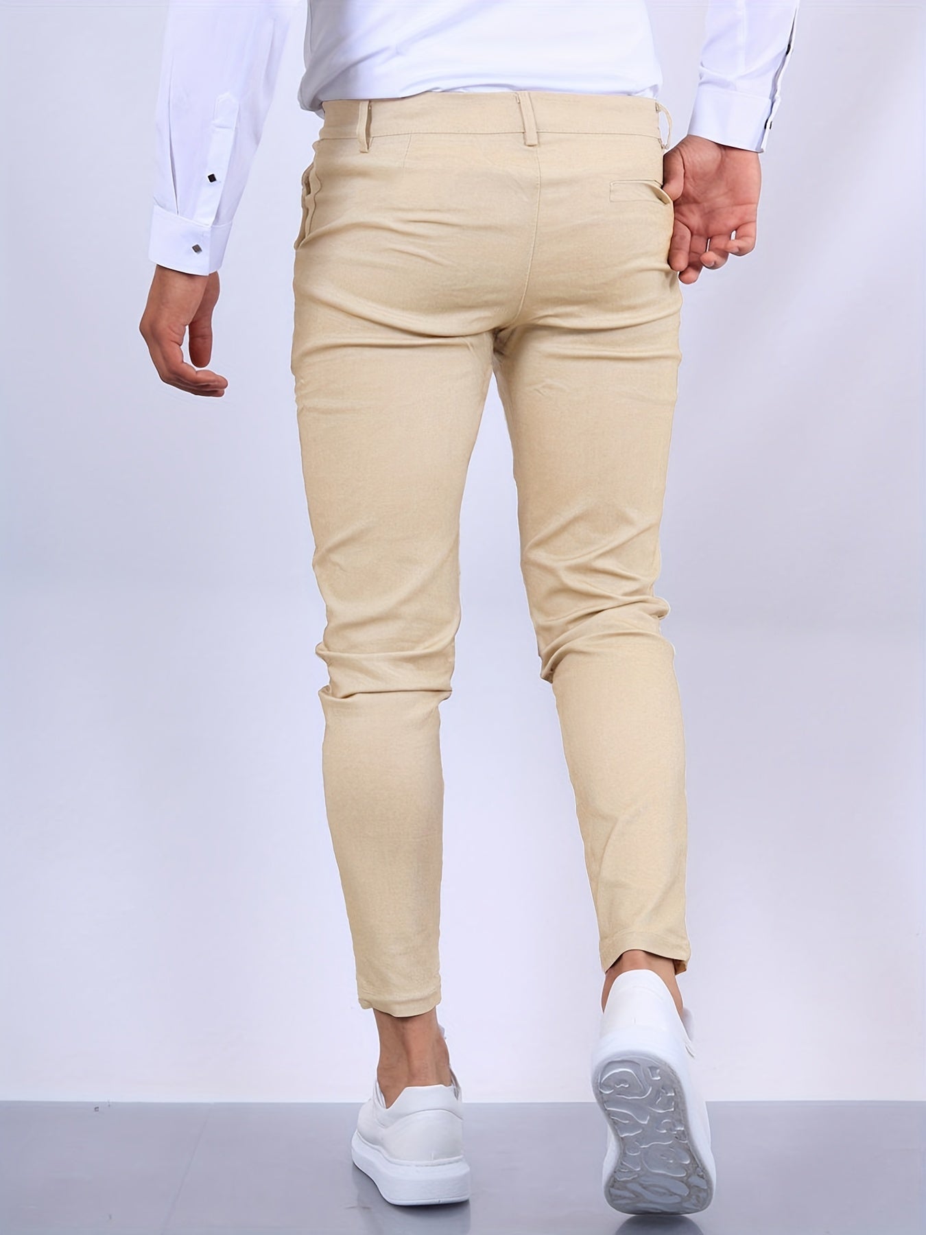 Pantaloni Chino Skinny Fit Uomo Con Gamba Tapered E Chiusura A Zip