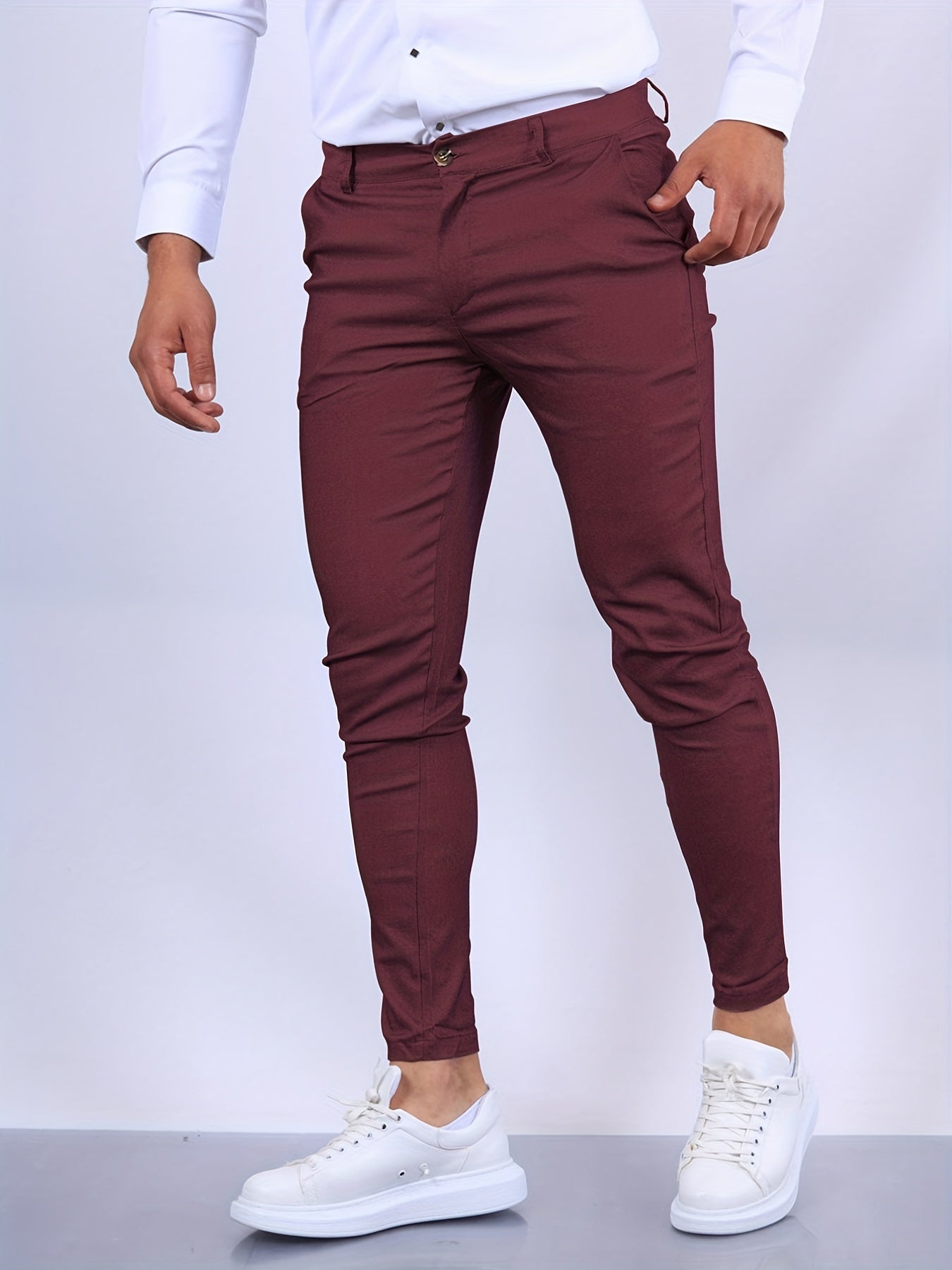 Pantaloni Chino Skinny Fit Uomo Con Gamba Tapered E Chiusura A Zip