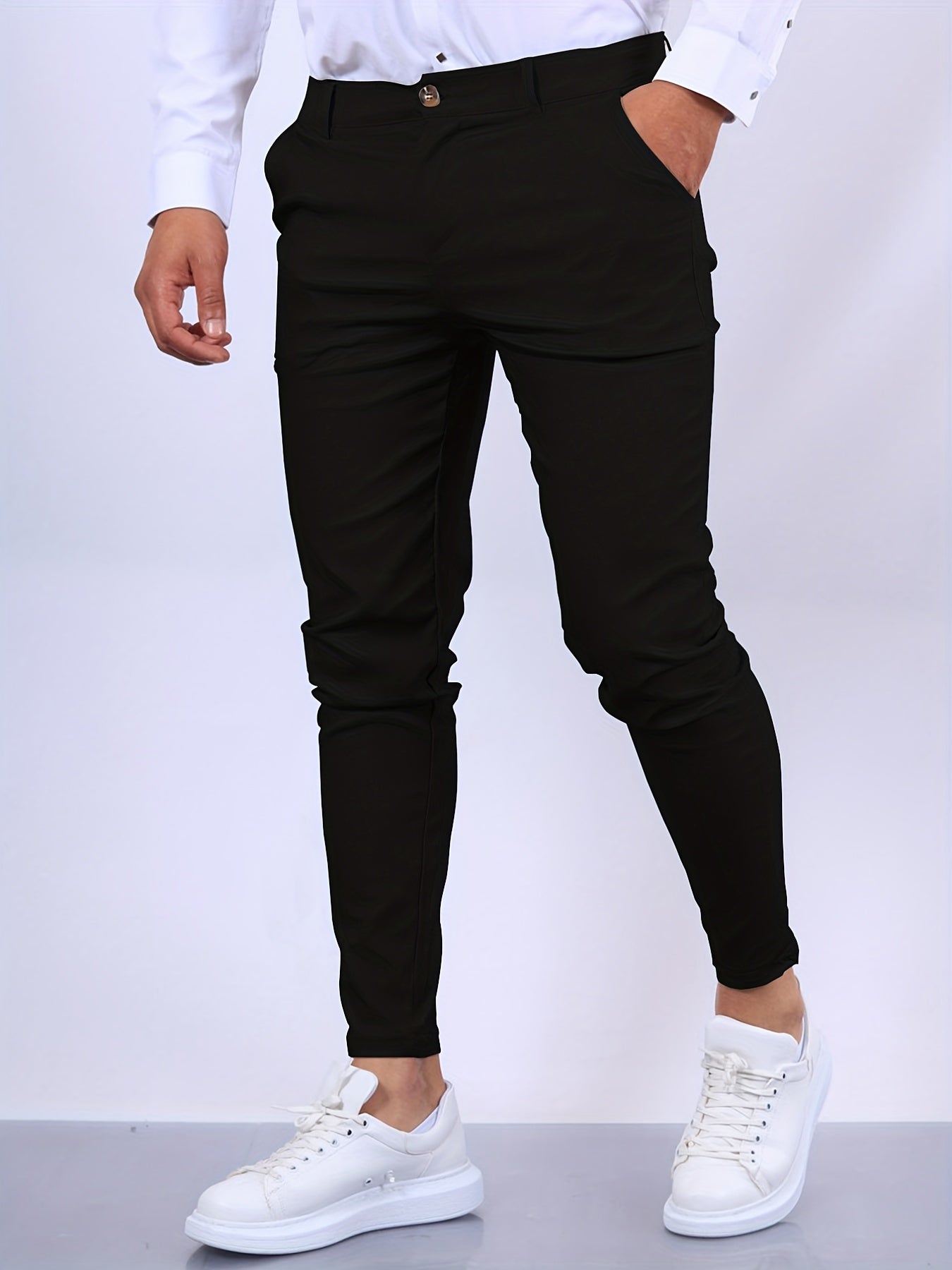 Pantaloni Chino Skinny Fit Uomo Con Gamba Tapered E Chiusura A Zip