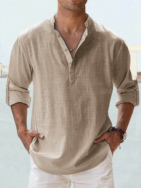 Camicia da Uomo Leggera in Lino a Maniche Lunghe I Ideale per l’Estate