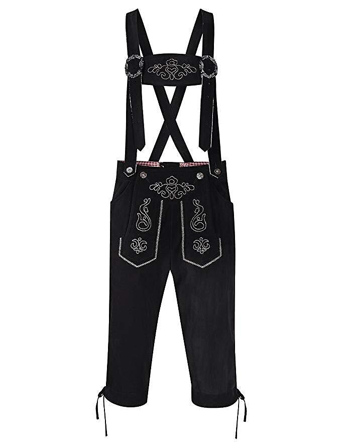Pantaloni Lederhosen da Uomo con Ricami e Bretelle Regolabili per Oktoberfest
